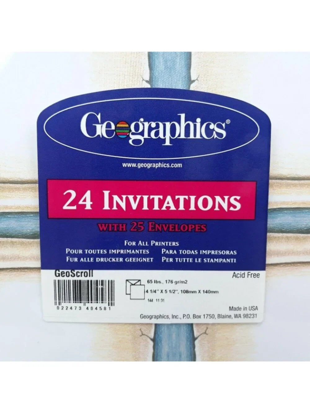 Geographics 24 Scroll Letter Blank Party Invitations 25 Envelopes 4.25